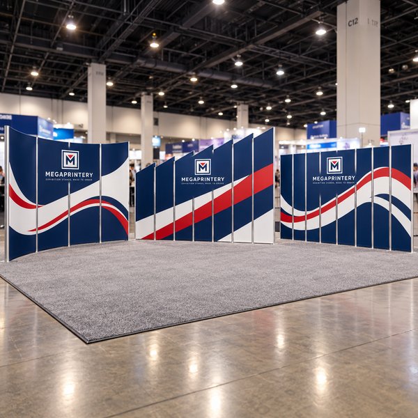 20x20ft Magnetic Modular Fabric Displays B — photorealistic product visualization, primary event hero
