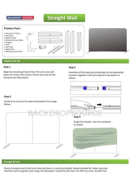 Small Portable Straight Fabric Backdrop - 10ft W x 3ft H