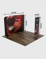 10x10 Trade Show Booth Kit with Backwall & Roll-Up Banner Stand