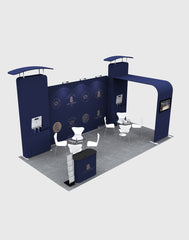 20x10 Straight Backdrop with 3D Wall & Arch Exhibition Kit - Backdropsource
