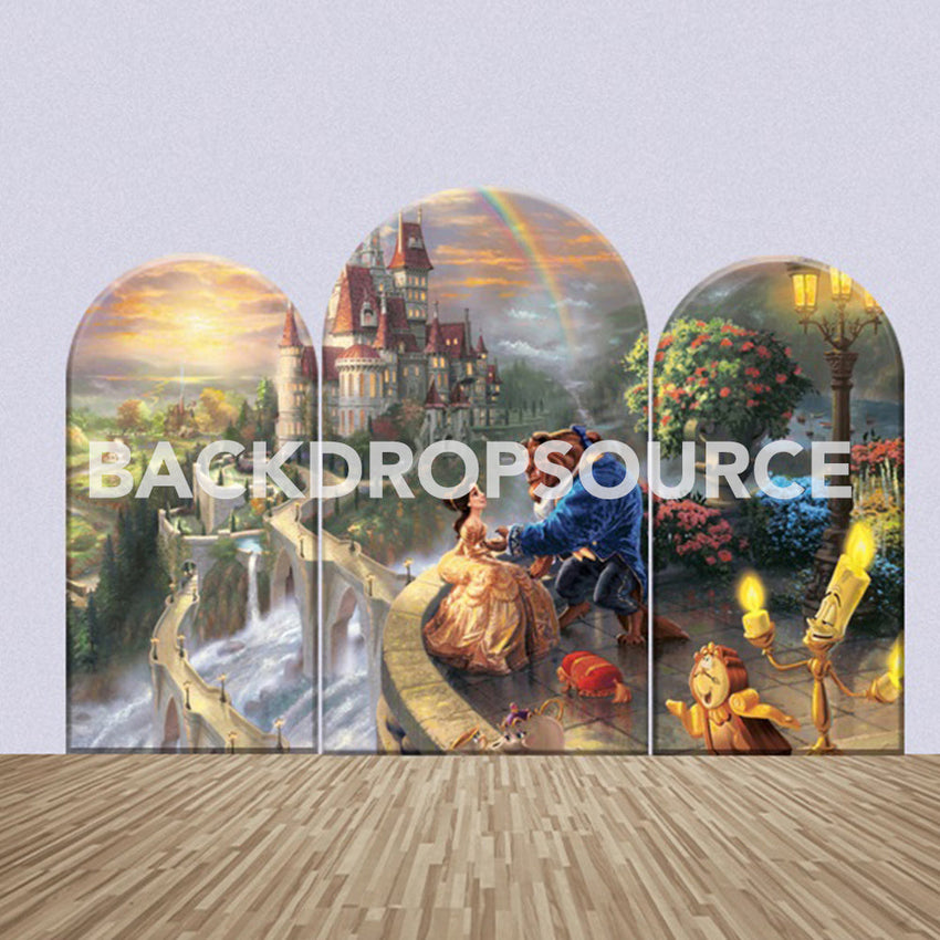 Beauty and The Beast Themed Party Backdrop Media Sets for Birthday / Events/ Weddings - Backdropsource