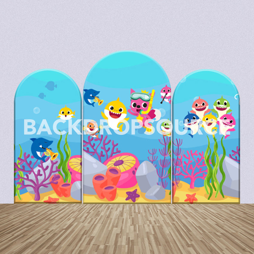 Baby shark Themed Party Backdrop Media Sets for Birthday / Events/ Weddings - Backdropsource