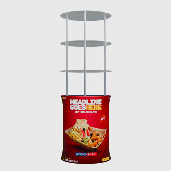 Oval Counter with Acrylic Triple Shelves