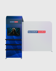 Portable L-Shaped Fabric Display with Shelf & TV Mount