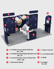 20x10 Straight Backdrop with Round Table Top Exhibition Kit - Backdropsource