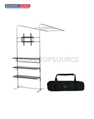 Portable L-Shaped Fabric Display with Shelf & TV Mount