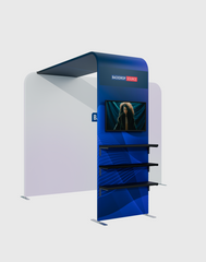 Portable L-Shaped Fabric Display with Shelf & TV Mount