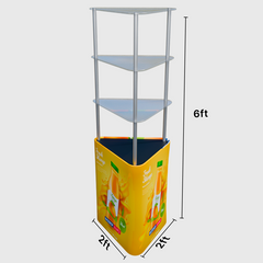 Triangular Counter with Acrylic Triple Shelves