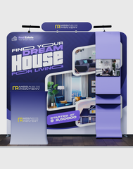 10ft Exhibit Kit: Straight Back Wall & Waterfall Shelving Booth