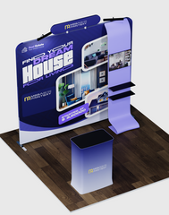 10ft Exhibit Kit: Straight Back Wall & Waterfall Shelving Booth