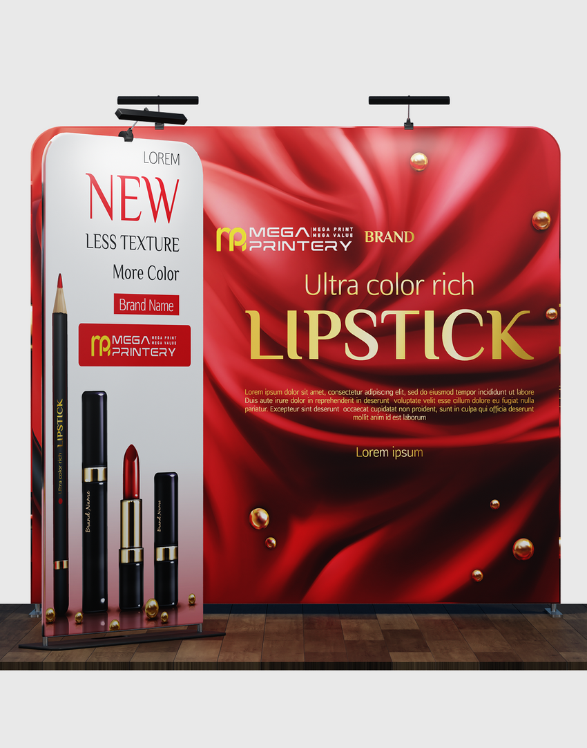 EZ Exhibit Essentials: 10x10 Booth Kit with Backwall and Banner Stand