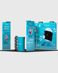 10×10 ft Premium Modular Exhibition Kit – Trade Show Booth with LED Lights