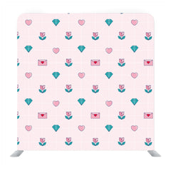 Hand drawn little hearts and diamond with baby pink background Media wall - Backdropsource