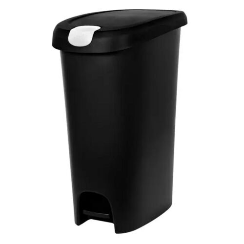 Hefty: 12 Gal Slim Lockable Step On Plastic Trash Can
