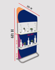 Inclined Display Wall with Shelves