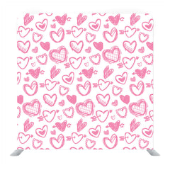Pink hand drawn heart pattern with white background Media wall - Backdropsource