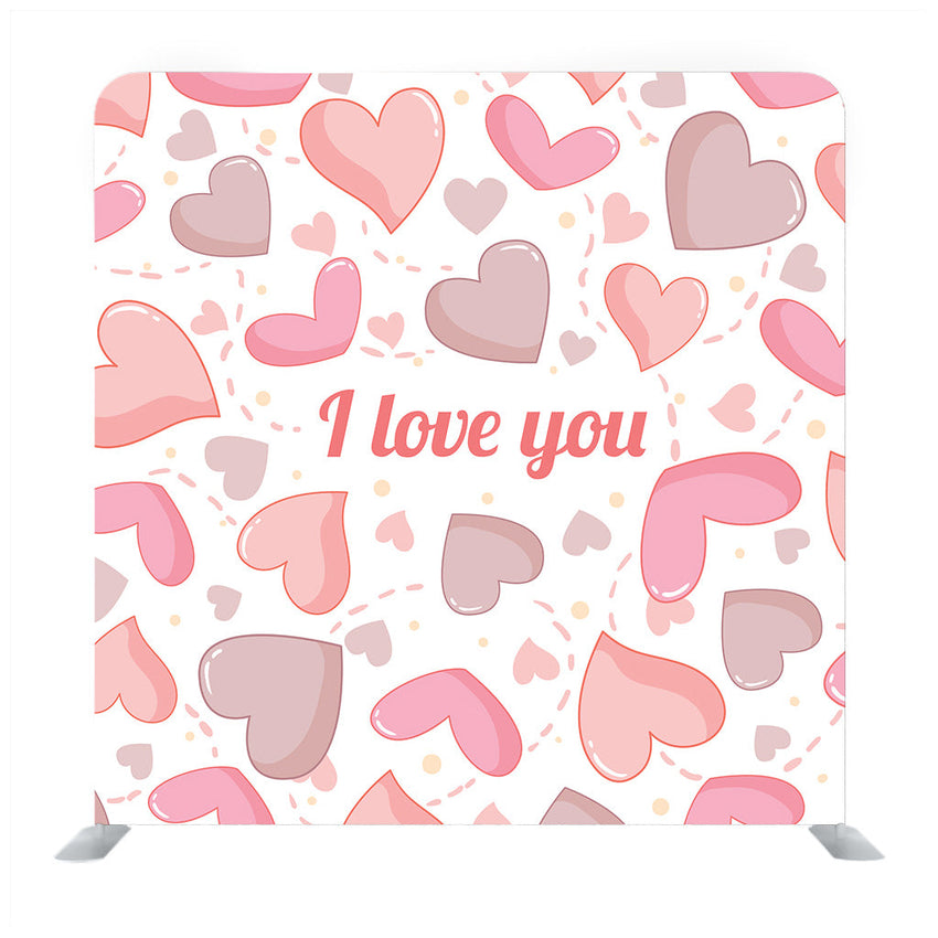 Pink hearts on a white background media wall - Backdropsource