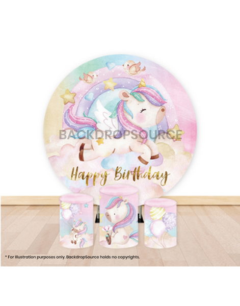 Pre Designed Round Backdrop Kits with Counter for Birthday Parties & Events