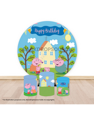 Pre Designed Round Backdrop Kits with Counter for Birthday Parties & Event