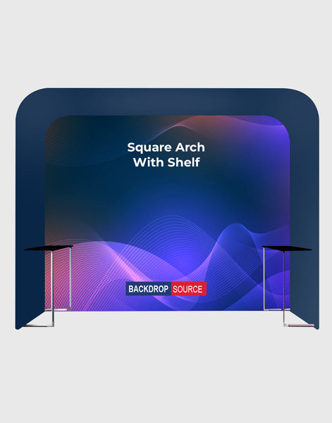 Square Arch Trade Show Booth with Built-In Shelf