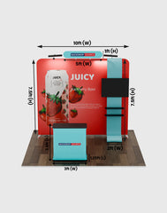 10ft Exhibit Kit: Straight Back Wall & Waterfall Shelving Booth