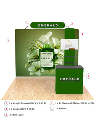 10ft Exhibit Kit: Straight Back Wall & Waterfall Shelving Booth - Backdropsource