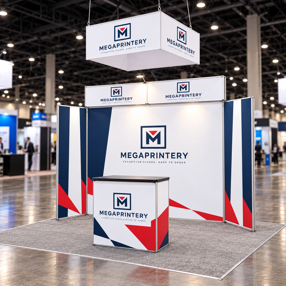 10x10ft Trade Show Booth Kit B1 — photorealistic product visualization, primary front view
