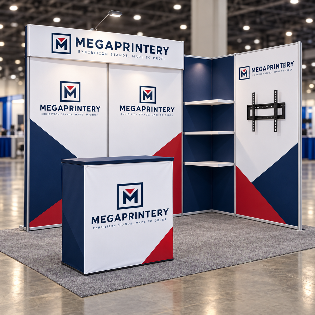 Megaprintery 10x10ft Booth Kit B3 — complete booth visualization