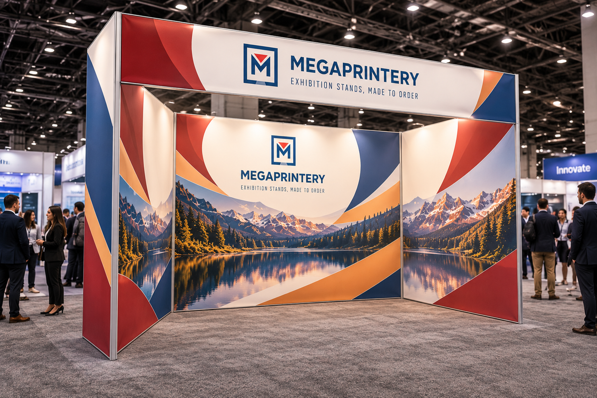 Megaprintery Foldable SEG Modular Display Kit J, 10 × 6.6 ft, branded exhibit visualization 01/06