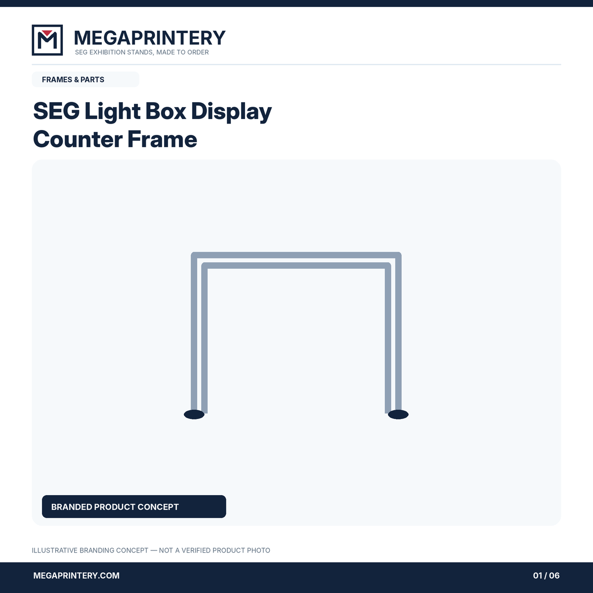 SEG Light Box Display Counter Frame: illustrative branded graphic 1 of 6; exact configuration not verified