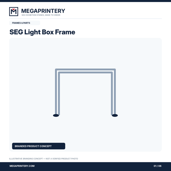 SEG Light Box Frame: illustrative branded concept 1/6; hardware details not verified