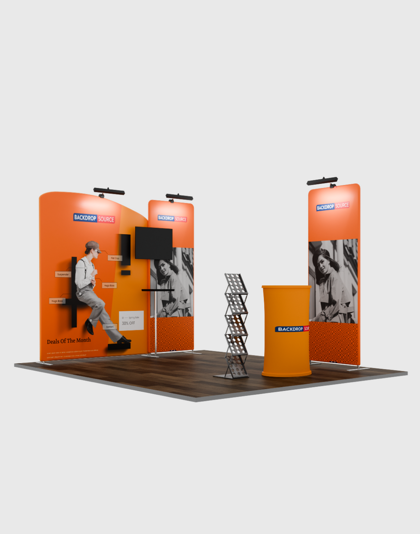 10ft Wide Premium Modular Exhibition Booth Kit with TV Display