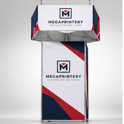 Square Trade Show Tower with Hanging Sign - hero front